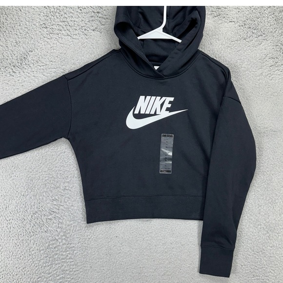 Nike Unisex Kids Hoodie Sweatshirt XL Black Spell Out Pullover Swoosh Youth NEW - Picture 1 of 8